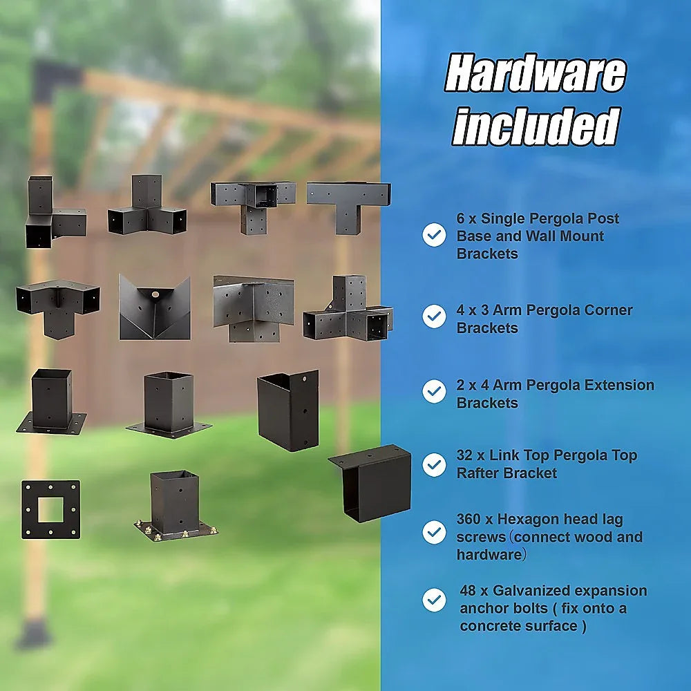 Roof Pergola Gazebo Shed Matte Black Steel Brackets DIY Kits - Mekamart Australia