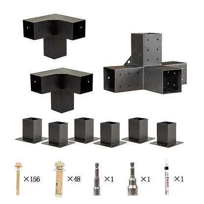 Roof Pergola Gazebo Shed Matte Black Steel Brackets DIY Kits - Mekamart Australia
