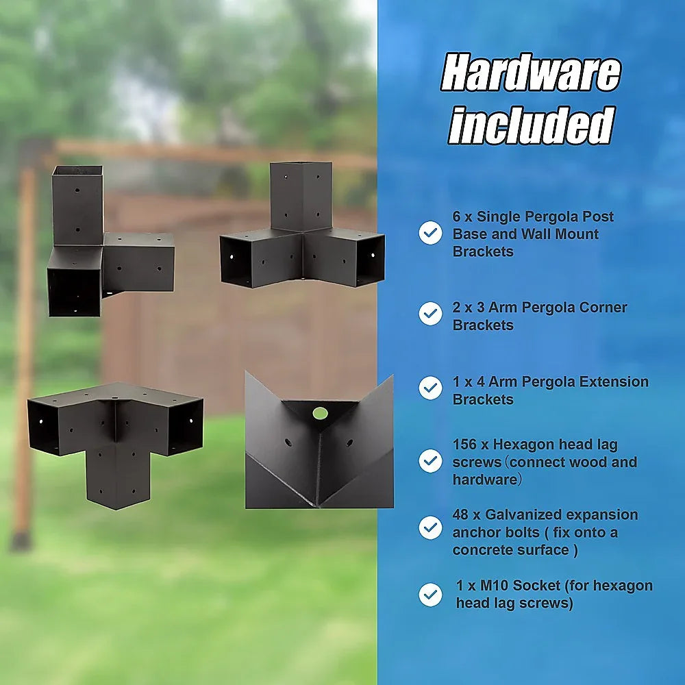 Roof Pergola Gazebo Shed Matte Black Steel Brackets DIY Kits - Mekamart Australia