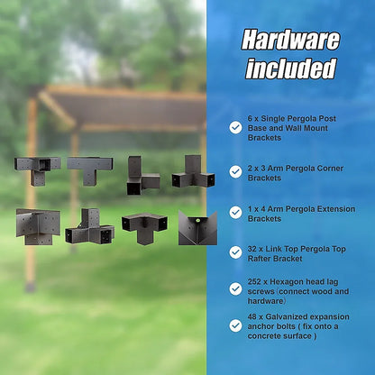 Roof Pergola Gazebo Shed Matte Black Steel Brackets DIY Kits - Mekamart Australia