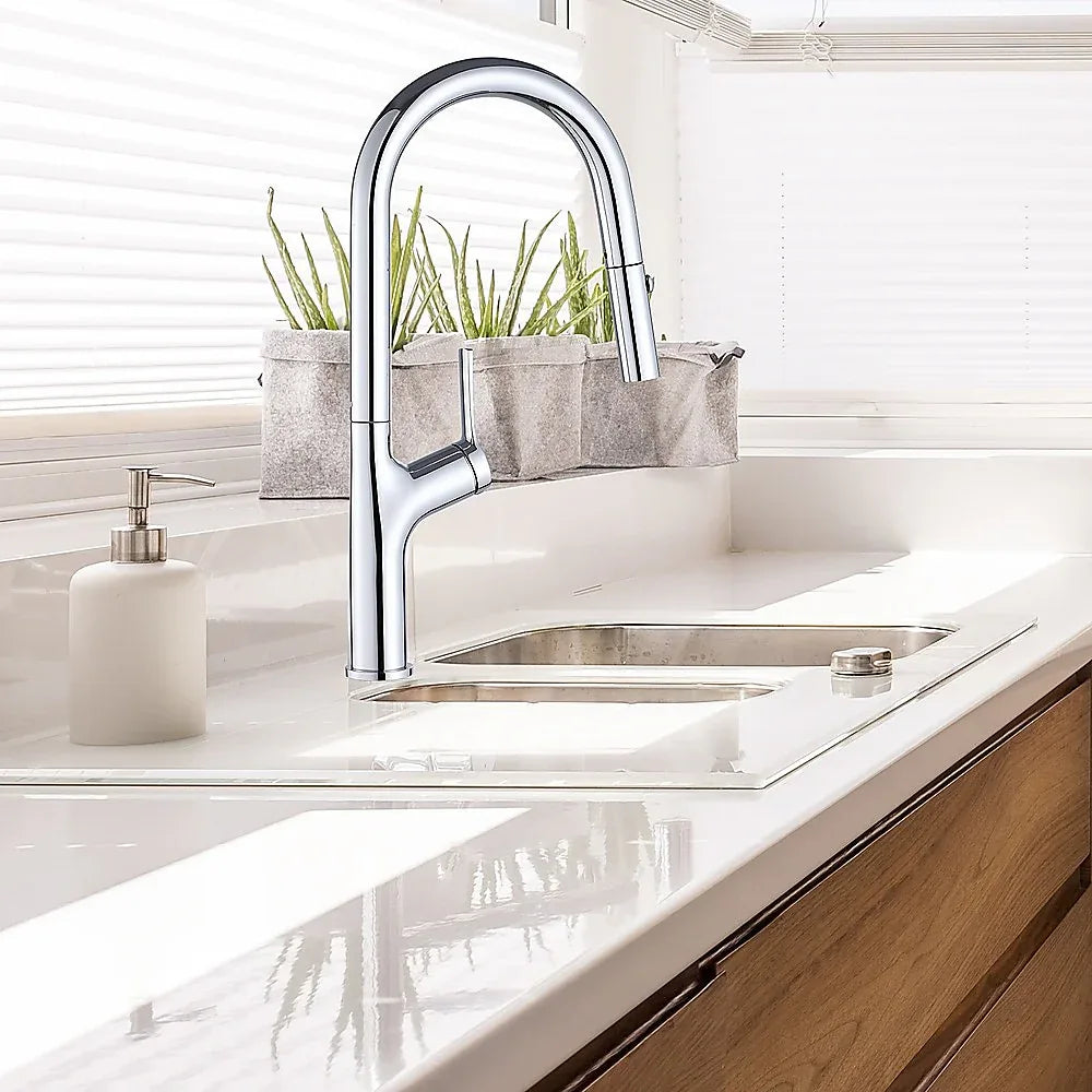 Kitchen Laundry Bathroom Basin Sink Pull Out Mixer Tap Faucet in Chrome - Mekamart Australia
