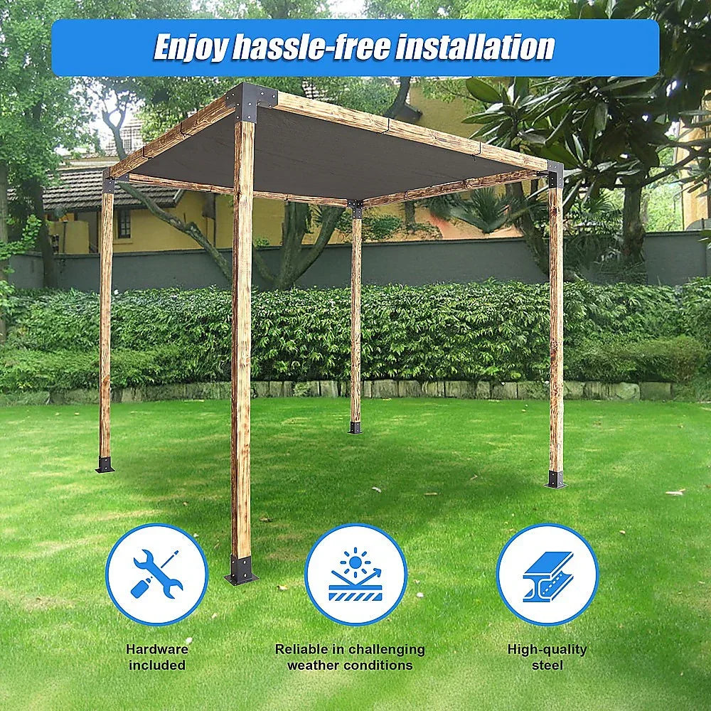 Roof Pergola Gazebo Shed Matte Black Steel Brackets and Black Screen DIY Kits - Mekamart Australia