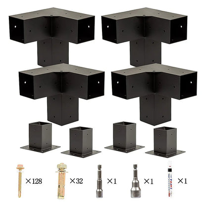 Roof Pergola Gazebo Shed Matte Black Steel Brackets and Black Screen DIY Kits - Mekamart Australia