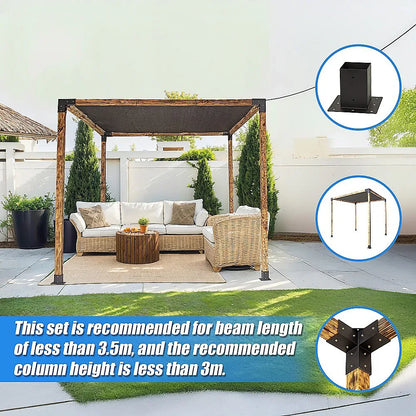 Roof Pergola Gazebo Shed Matte Black Steel Brackets and Black Screen DIY Kits - Mekamart Australia