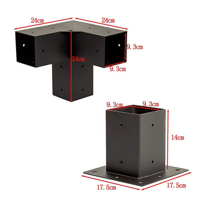 Roof Pergola Gazebo Shed Matte Black Steel Brackets and Black Screen DIY Kits - Mekamart Australia