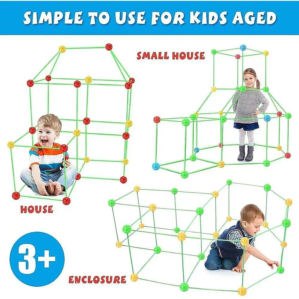 217pcs Kids Construction Fort Building Kit Castles 3D Play House Tent Toys - Mekamart Australia