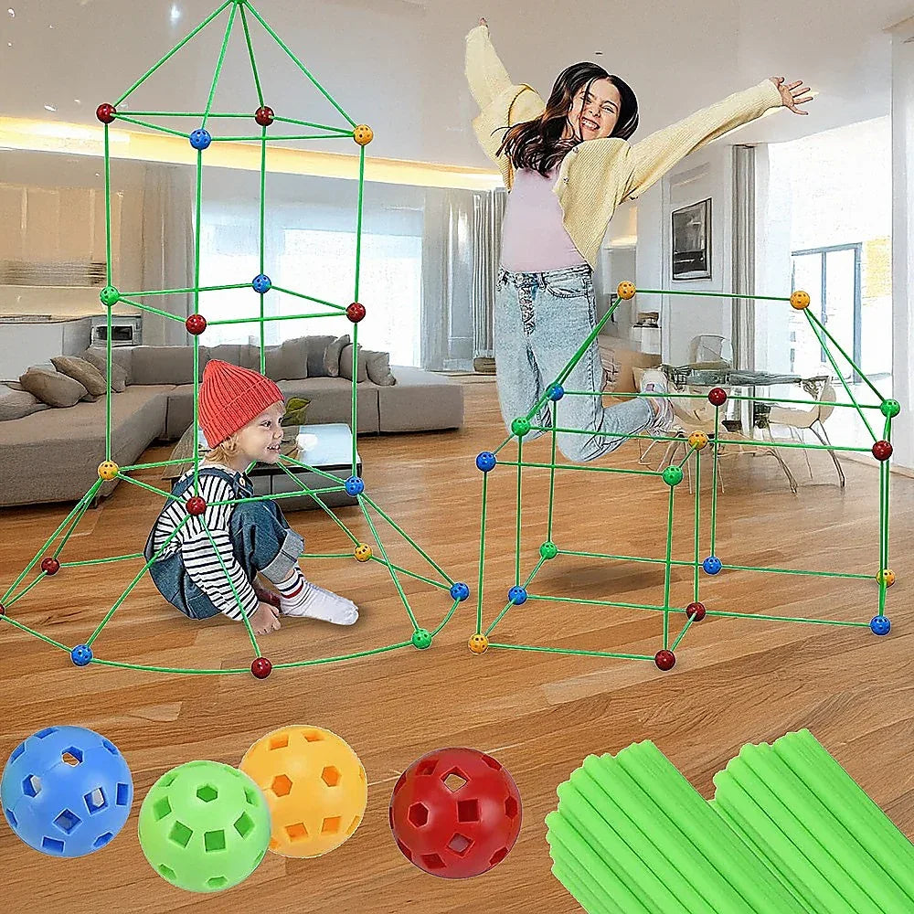 217pcs Kids Construction Fort Building Kit Castles 3D Play House Tent Toys - Mekamart Australia