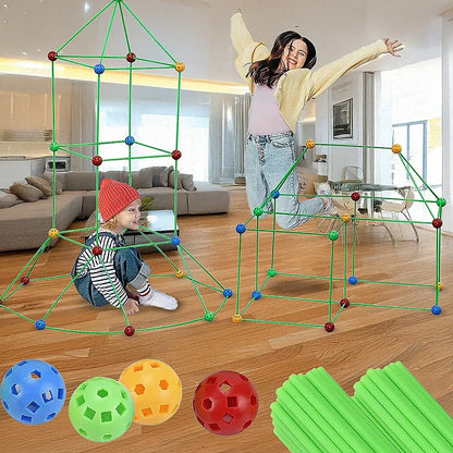 217pcs Kids Construction Fort Building Kit Castles 3D Play House Tent Toys - Mekamart Australia