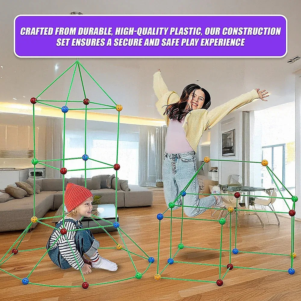 217pcs Kids Construction Fort Building Kit Castles 3D Play House Tent Toys - Mekamart Australia