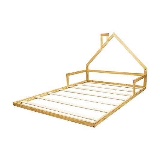 Pine Wood Floor Bed House Frame for Kids and Toddlers - Mekamart Australia