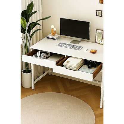 White Computer Desk – Modern PC Laptop Table for Gaming, Home Office, or Study Space Furniture - Mekamart Australia