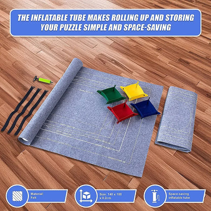 Puzzles Rollers 2 Sets Table Jigsaw Puzzles Felt Mat Board Inflator Puzzle Blanket - Mekamart Australia