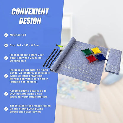 Puzzles Rollers 2 Sets Table Jigsaw Puzzles Felt Mat Board Inflator Puzzle Blanket - Mekamart Australia