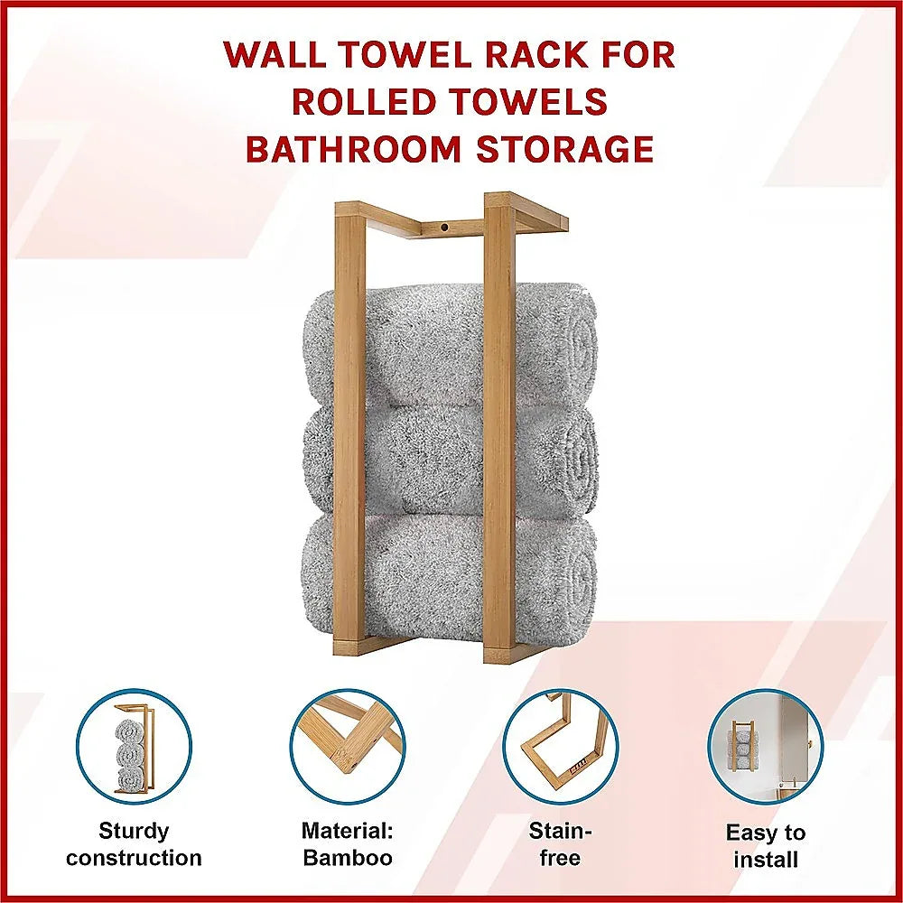 Wall Towel Rack for Rolled Towels Bathroom Storage - Mekamart Australia