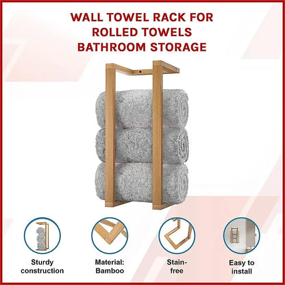 Wall Towel Rack for Rolled Towels Bathroom Storage - Mekamart Australia