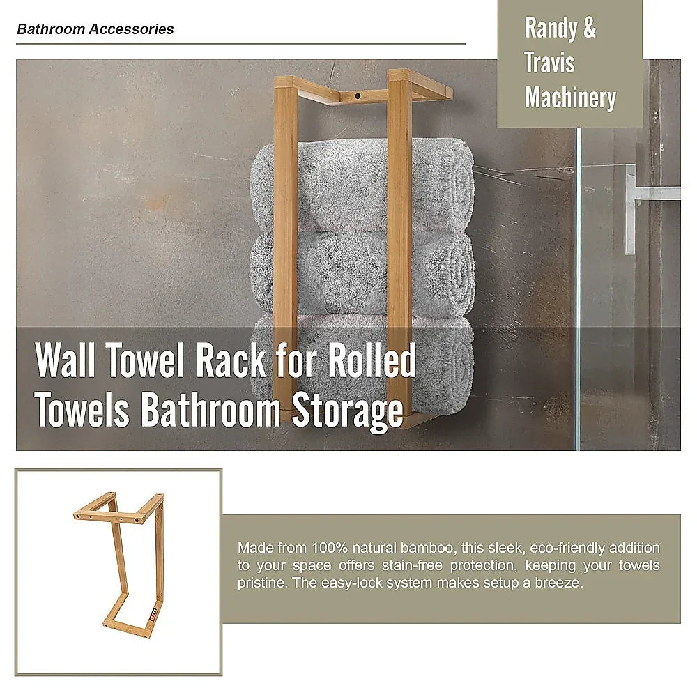 Wall Towel Rack for Rolled Towels Bathroom Storage - Mekamart Australia