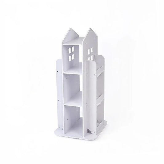 Rotating Bookcase Bookshelf Kid's Book Organiser Rack Wooden Castle Display Shelf - Mekamart Australia