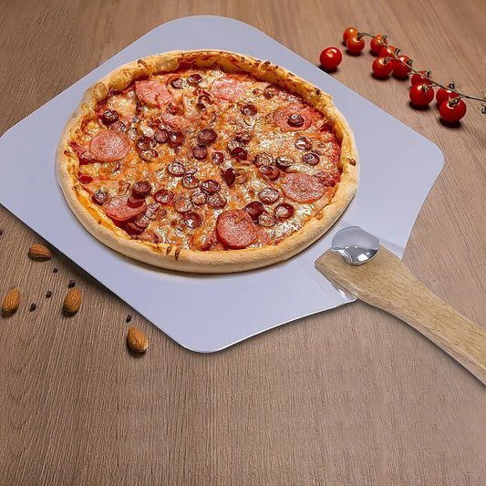 Pizza Peel Paddle w/ Foldable Handle for Baking Oven & Grill Aluminium - Mekamart Australia