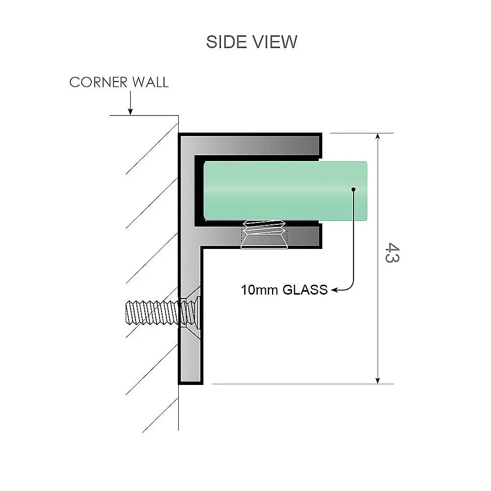 Glass-to-wall/floor Shower Screen F-bracket in Black - Mekamart Australia