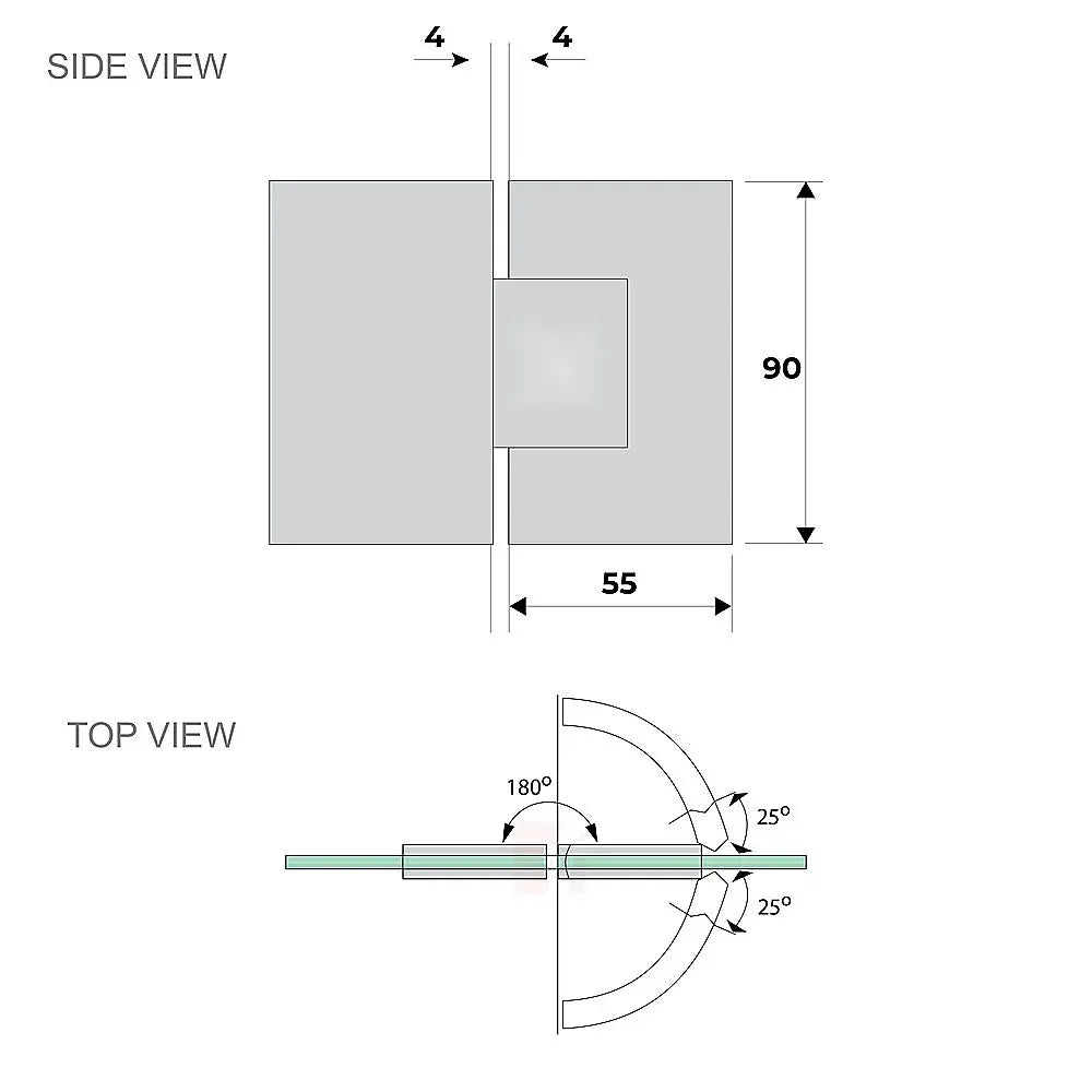 180 Degree Stainless steel Glass to Glass Shower Door Hinge in Gold - Mekamart Australia