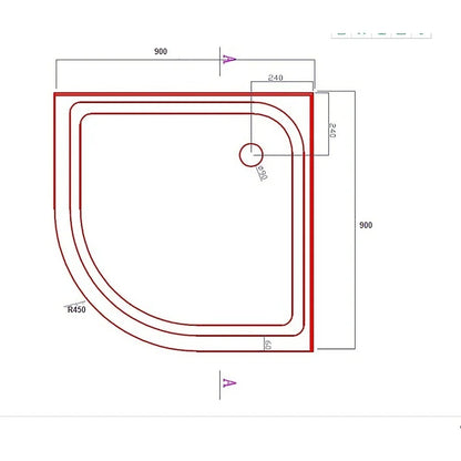 90x90cm Rounded Curved Shower Base in White - Mekamart Australia