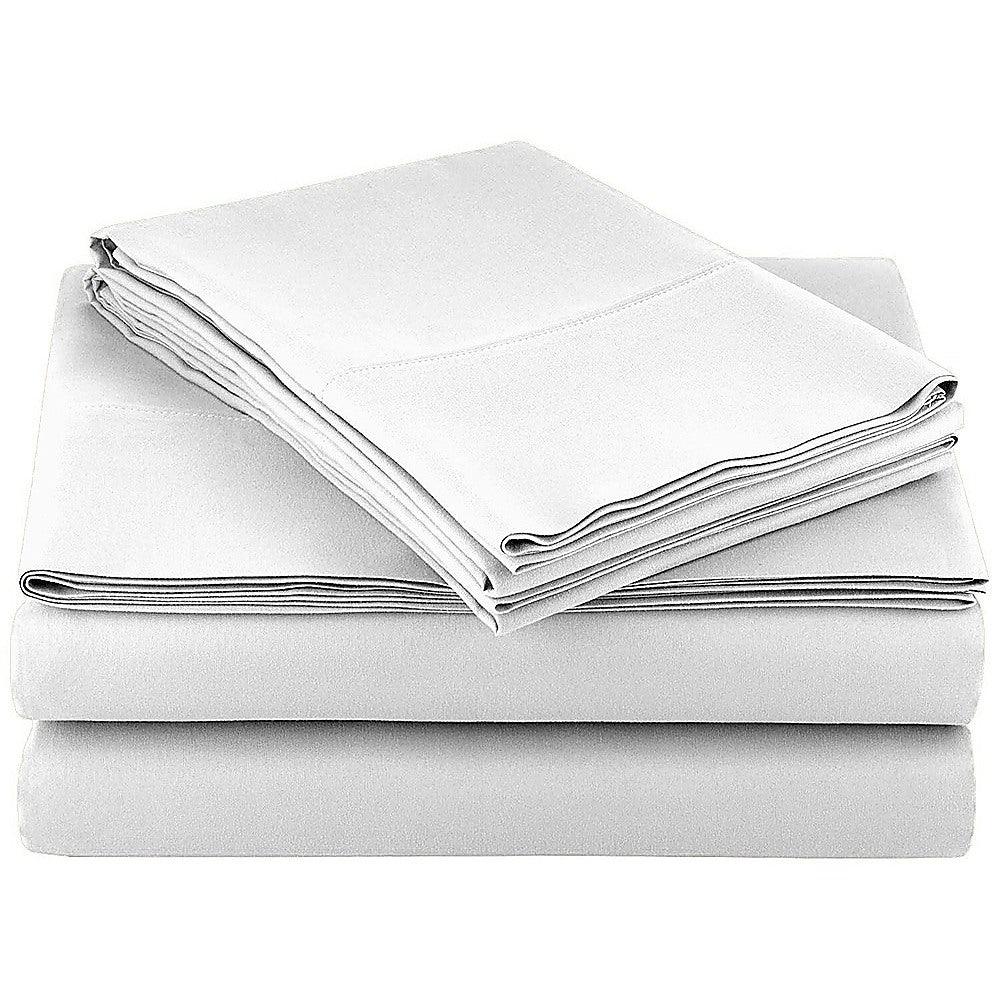 Double Bed Sheet Set – 1800 Series Microfiber, Deep Pocket, Soft & Breathable, White - Mekamart Australia