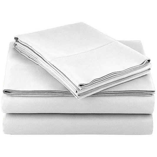 Double Bed Sheet Set – 1800 Series Microfiber, Deep Pocket, Soft & Breathable, White - Mekamart Australia