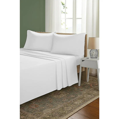 Double Bed Sheet Set – 1800 Series Microfiber, Deep Pocket, Soft & Breathable, White - Mekamart Australia