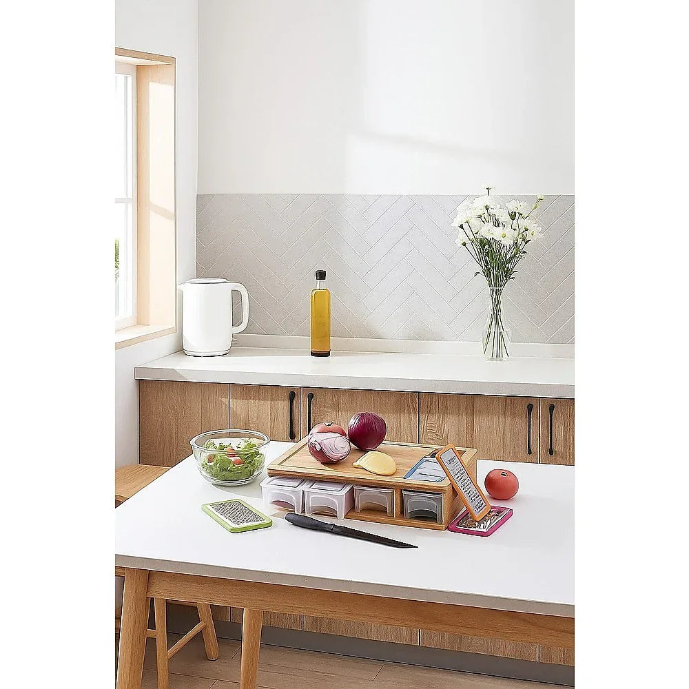 Bamboo Cutting Board Set with Graters & Containers – Food Prep Station - Mekamart Australia
