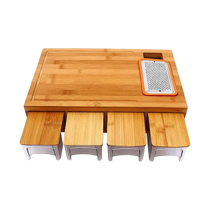 Bamboo Cutting Board Set with Graters & Containers – Food Prep Station - Mekamart Australia