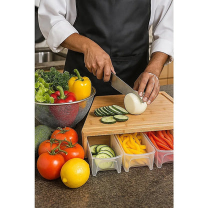 Bamboo Cutting Board Set with Graters & Containers – Food Prep Station - Mekamart Australia