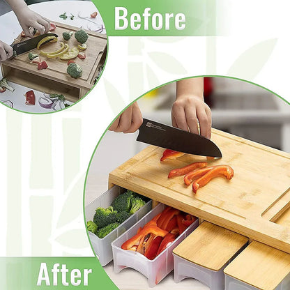 Bamboo Cutting Board Set with Graters & Containers – Food Prep Station - Mekamart Australia