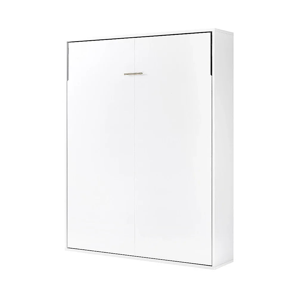 Queen Wall Bed in White – Space Saving Murphy Bed Kit with Silver Door Handle - Mekamart Australia