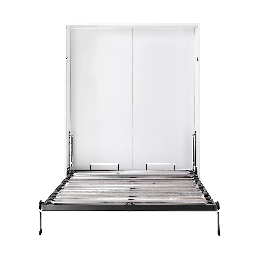 Queen Wall Bed in White – Space Saving Murphy Bed Kit with Silver Door Handle - Mekamart Australia