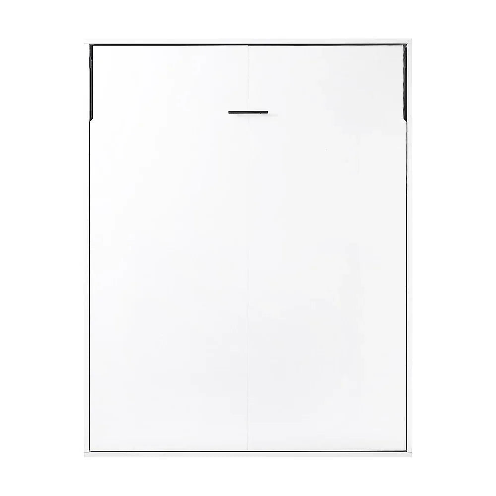 Queen Wall Bed in White – Space Saving Murphy Bed Kit with Gold Door Handle - Mekamart Australia