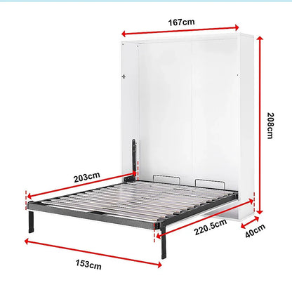 Queen Wall Bed in White – Space Saving Murphy Bed Kit with Gold Door Handle - Mekamart Australia