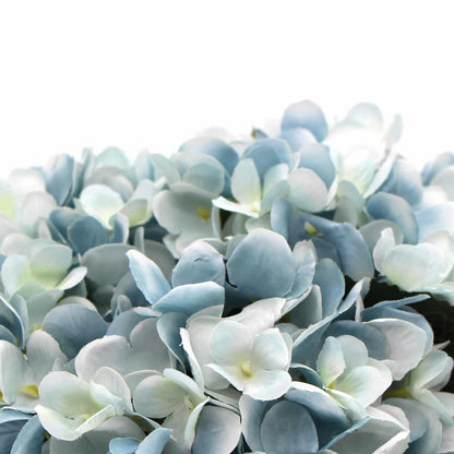 Premium Faux Hydrangea with Glass Vase (Artificial Flowering Blue Hydrangea) 23cm - Mekamart Australia