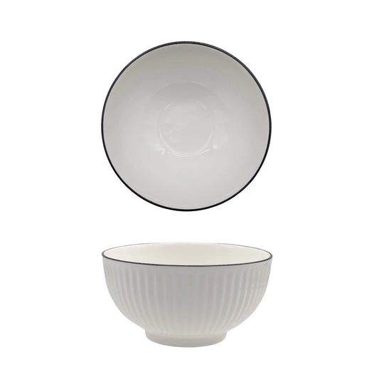 bulk 24 Sorrento Porcelain Embossed Bowl w Black Rim 6.5'' 16cm - Mekamart Australia