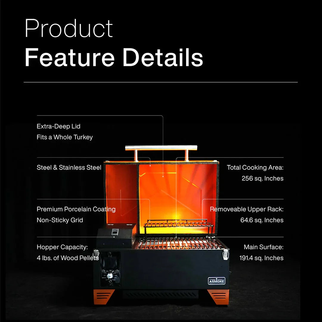 Asmoke AS350 Portable Wood Pellet Grill - Cyder Black - Mekamart Australia