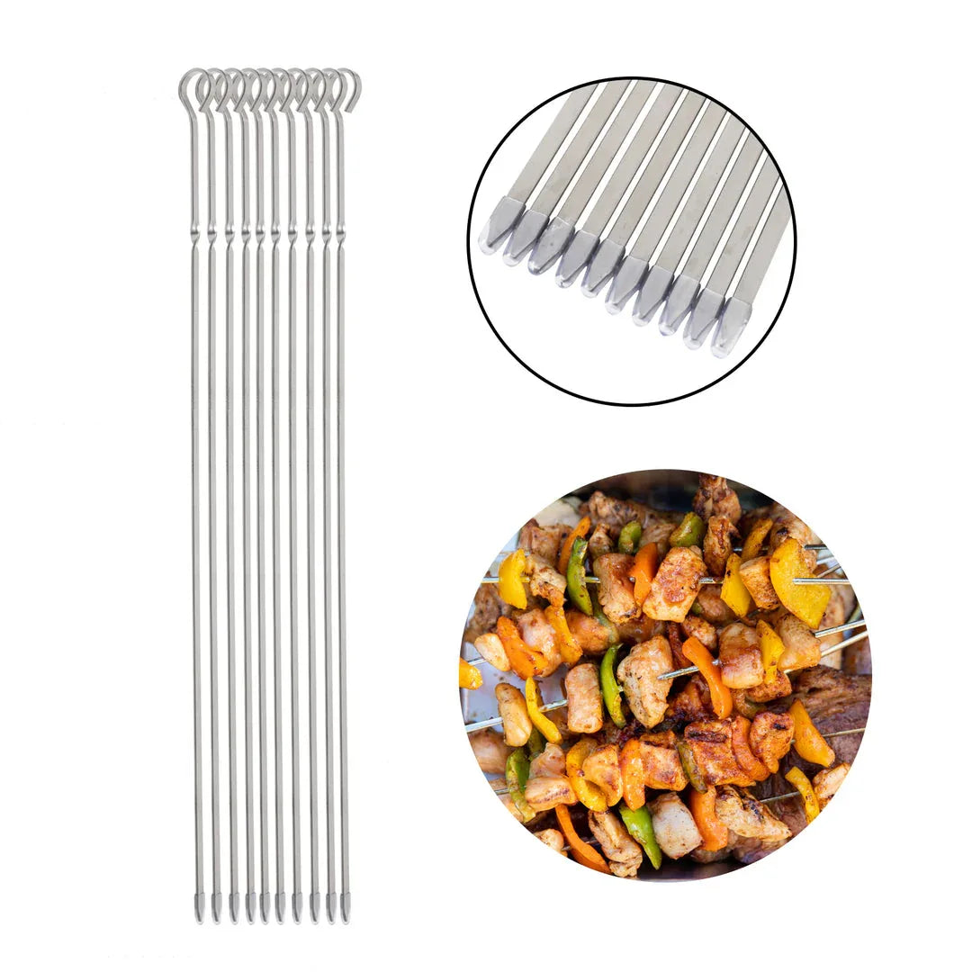 ASMOKE METAL SKEWERS FOR GRILLING KABOB STICKS 43.1CM*10PCS - Mekamart Australia
