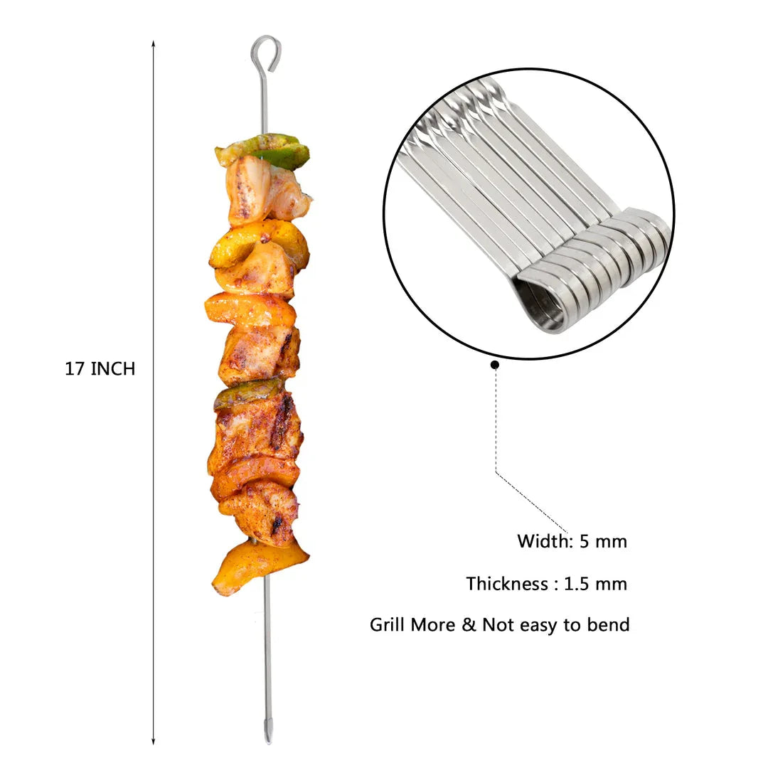 ASMOKE METAL SKEWERS FOR GRILLING KABOB STICKS 43.1CM*10PCS - Mekamart Australia