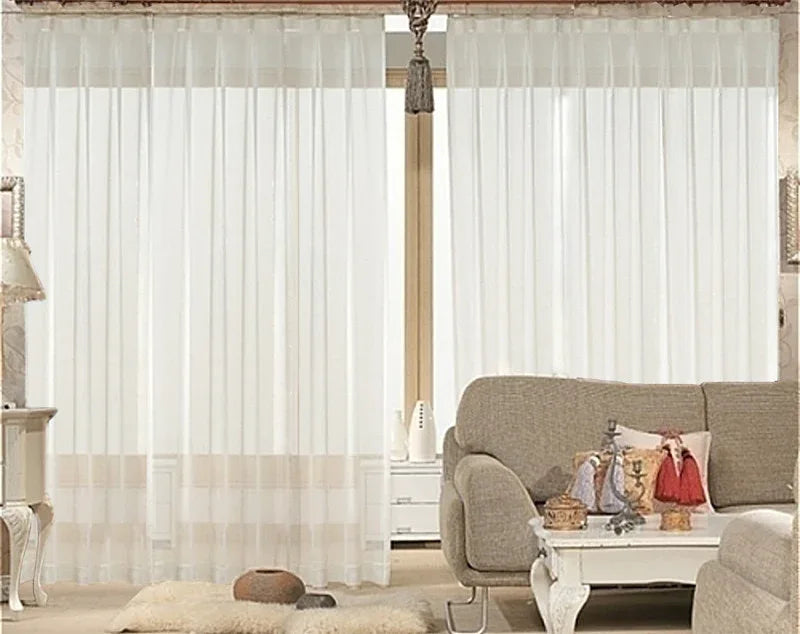 2 Sheer Voile Curtains 530cm wide 230cm long + 30 Hooks New - Mekamart Australia
