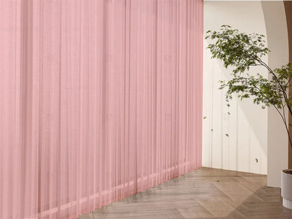 2 Long drop Sheer Voile Curtains 590cm wide 270cm Drop Pinch Pleat+30 Hook, Pink - Mekamart Australia