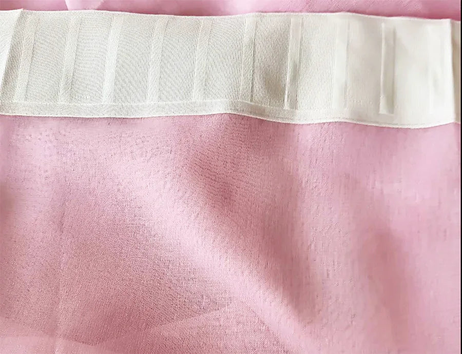 2 Long drop Sheer Voile Curtains 590cm wide 270cm Drop Pinch Pleat+30 Hook, Pink - Mekamart Australia