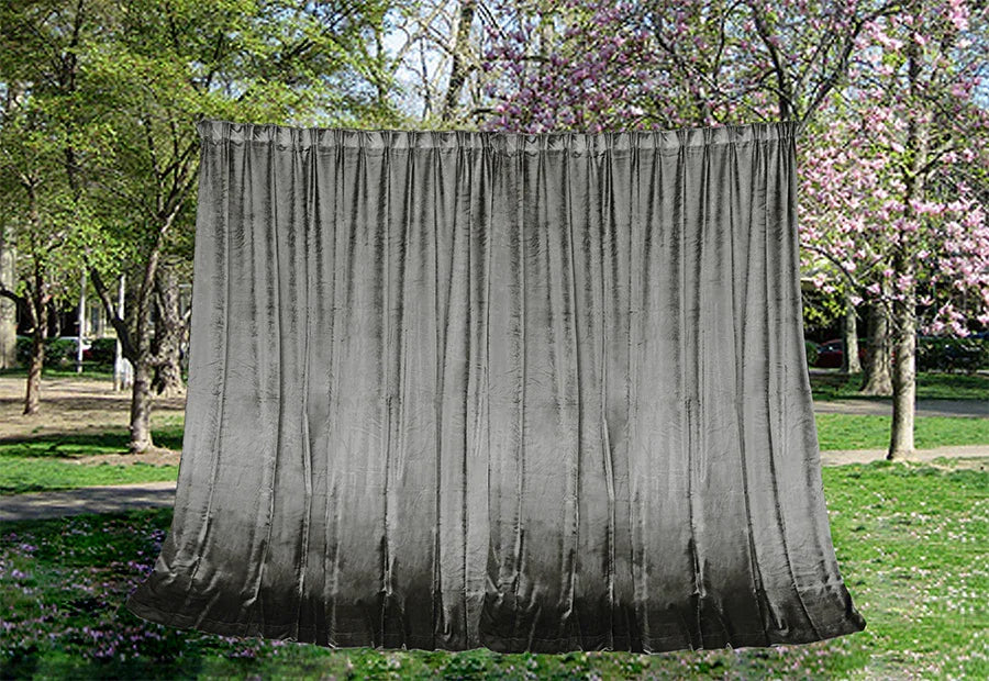 Large Thick Velvet Curtains Warp Knitted Velvet 540x270cm+Hooks Pinch Pleat Grey - Mekamart Australia