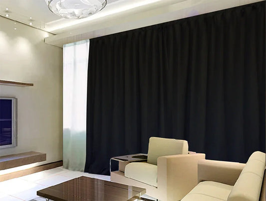Blockout Curtains 540x230cm PINCH PLEAT Blackout High Level Fabric +Hooks,Black - Mekamart Australia