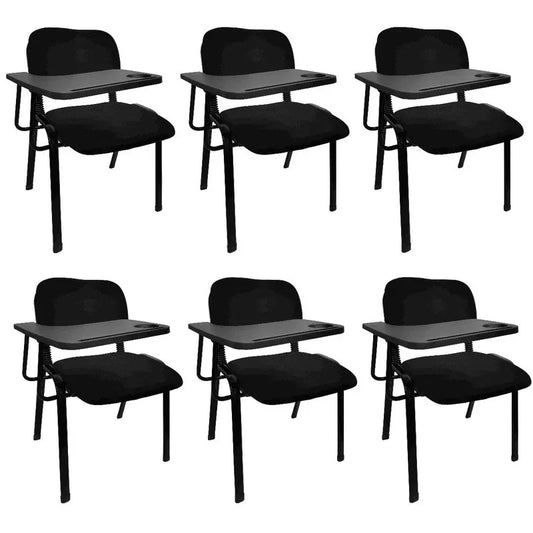 NNECN Lecture Chair with Table Top for Classroom Lecture Training Conference (Set of 6-Black) - Mekamart Australia