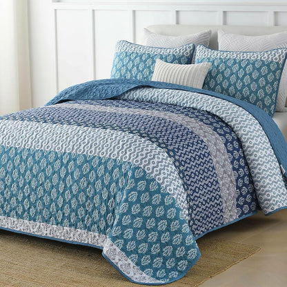 Classic Hydrangea Soft Quilted 3 Pc Bedspread & Pillow Cover Set - Mekamart Australia