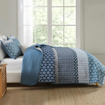 Classic Hydrangea Soft Quilted 3 Pc Bedspread & Pillow Cover Set - Mekamart Australia