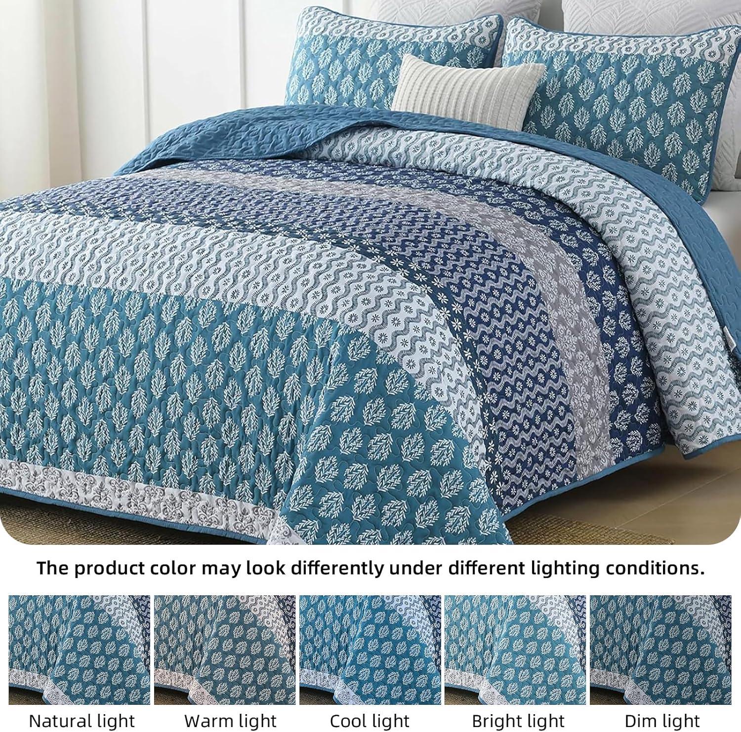 Classic Hydrangea Soft Quilted 3 Pc Bedspread & Pillow Cover Set - Mekamart Australia